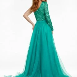 In Stock Ashley Lauren 1740 Size 2, 10 Long Organza Overskirt Wire Hem Pageant Prom Layers