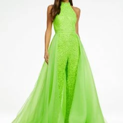 In Stock Ashley Lauren 1740 Size 2, 10 Long Organza Overskirt Wire Hem Pageant Prom Layers