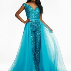 Ashleylauren Ashley Lauren 1740 Long Organza Overskirt Wire Hem Pageant Prom Layers