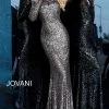 Discontinued Jovani 1756 Long Sleeve Sequin High Neck Prom Dress Evening Gown Party 2020 Multi