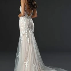 In Stock Stella Couture 22564 Size 4 Boho Fit & Flare Lace Wedding Dress Reception Gown V Neck