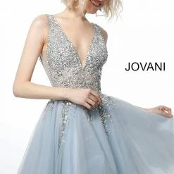 Jovani 1774 Homecoming Dress Short Cocktail Dress Tulle Sheer V Neck