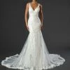 In Stock Mermaid Dresses Stella Couture 22517 Size 16 Long Lace Mermaid Wedding Dress Bridal Gown V Neck Train