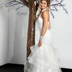 Envious Couture 18034 Mermaid Prom Dress High Neck Sequin Embellished Ruffle Mermaid Dresses