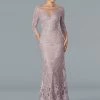 Stella Couture 22354 Long Fitted Gown Lace High Neck