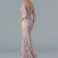 Stella Couture 22354 Long Fitted Gown Lace High Neck