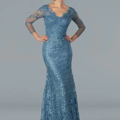 Stella Couture 22355 Long Fitted Lace Gown Long Sleeve Dresses