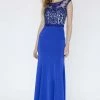 In Stock Jolene Collection 18096 Size 10 Long Sheer Beaded Lace Dress Formal Gown
