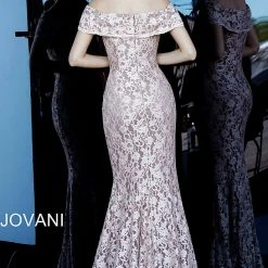 Jovani 1814 Off The Shoulder Lace Evening Gown Prom Dress