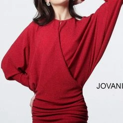 Discontinued Jovani 1869 Long Sleeve Crew Neckline Cocktail Dress