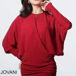 Discontinued Jovani 1869 Long Sleeve Crew Neckline Cocktail Dress