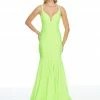 In Stock Mermaid Dresses Ashley Lauren 1870 Size 2 Neon Long V Neck Fitted Mermaid Prom Dress Pageant