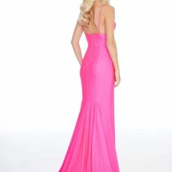 In Stock Ashley Lauren 1882 Size 10 Turquoise Embellished Slit Prom Dress Pageant Gown V Neck