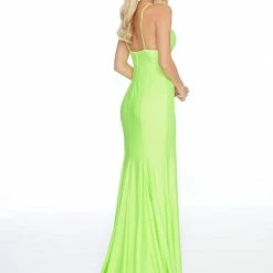 In Stock Ashley Lauren 1882 Size 10 Turquoise Embellished Slit Prom Dress Pageant Gown V Neck