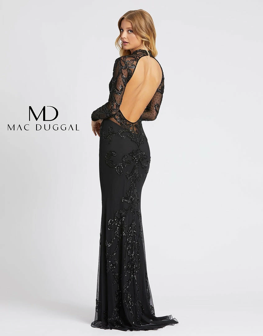 Mac Duggal Cassandra Stone 1945A Long Sleeve Beaded Formal Evening Dress Backless 4 Mac Duggal Cassandra Stone 1945A Long Sleeve Beaded Formal Evening Dress Backless