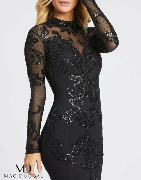 Mac Duggal Cassandra Stone 1945A Long Sleeve Beaded Formal Evening Dress Backless 5 Mac Duggal Cassandra Stone 1945A Long Sleeve Beaded Formal Evening Dress Backless