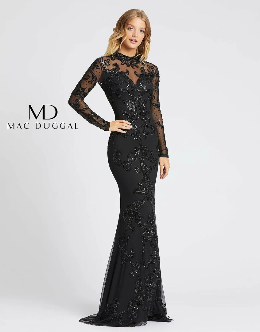 Mac Duggal Cassandra Stone 1945A Long Sleeve Beaded Formal Evening Dress Backless 6 Mac Duggal Cassandra Stone 1945A Long Sleeve Beaded Formal Evening Dress Backless
