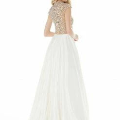 Ashleylauren Ashley Lauren 1980 Embellished Cap Sleeve Pageant Gown Evening Gown Prom Dress