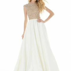 Ashleylauren Ashley Lauren 1980 Embellished Cap Sleeve Pageant Gown Evening Gown Prom Dress