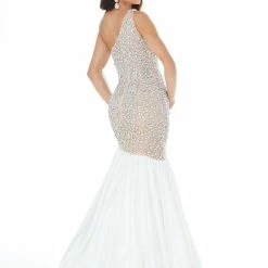 Ashleylauren Ashley Lauren 1981 Long One Shoulder Fit & Flare Pageant Dress Crystal Bodice Prom 14 Ashleylauren Ashley Lauren 1981 Long One Shoulder Fit & Flare Pageant Dress Crystal Bodice Prom