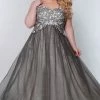 In Stock Ballgown Dresses Sydney's Closet SC7329 Size 14 Glitter And Lace Prom Dress Ball Gown Plus Sized SC 7329