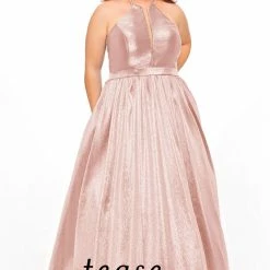 In Stock Ballgown Dresses Tease Prom 2019 Size 20 Cotton Candy High Neckline Shimmer Prom Dress Ball Gown