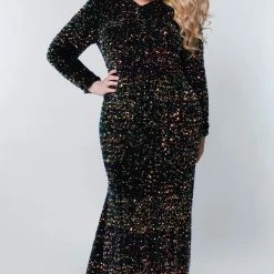 In Stock Johnathan Kayne For Sydney's Closet JK2216 Supernova Prom Dress Size 16 Evening Gown JK 2216 Long Sleeve Dresses