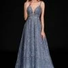 Nina Canacci 8187 Plunging Neckline Embellished Prom Dress A Line Evening Gown