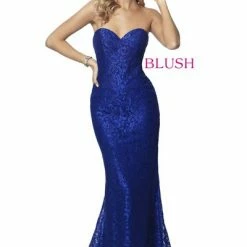 In Stock Blush Prom 11874 Size 14 Embellished Lace Fitted Prom Dress Mermaid Gown Mermaid Dresses