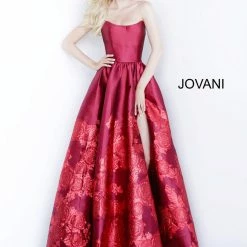 Ballgown Dresses Jovani 02038 Floral Ballgown Long Print Prom Dress Slit Strapless Designer V Points Neckline 24 Ballgown Dresses Jovani 02038 Floral Ballgown Long Print Prom Dress Slit Strapless Designer V Points Neckline