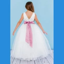 Rosebuds 5123 Long Ballgown Flower Girl Dress Satin Sash First Communion