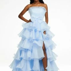 Ashleylauren Ashley Lauren 11155 Strapless Tiered Ruffle Ball Gown Prom Dress Pageant Gown Ballgown Dresses