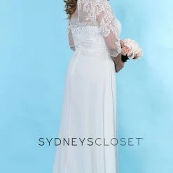 Sydney's Closet SC5232 Faye Wedding Dress Sheer Three Quarter Sleeves Plus Sized SC 5232 10 Sydney's Closet SC5232 Faye Wedding Dress Sheer Three Quarter Sleeves Plus Sized SC 5232