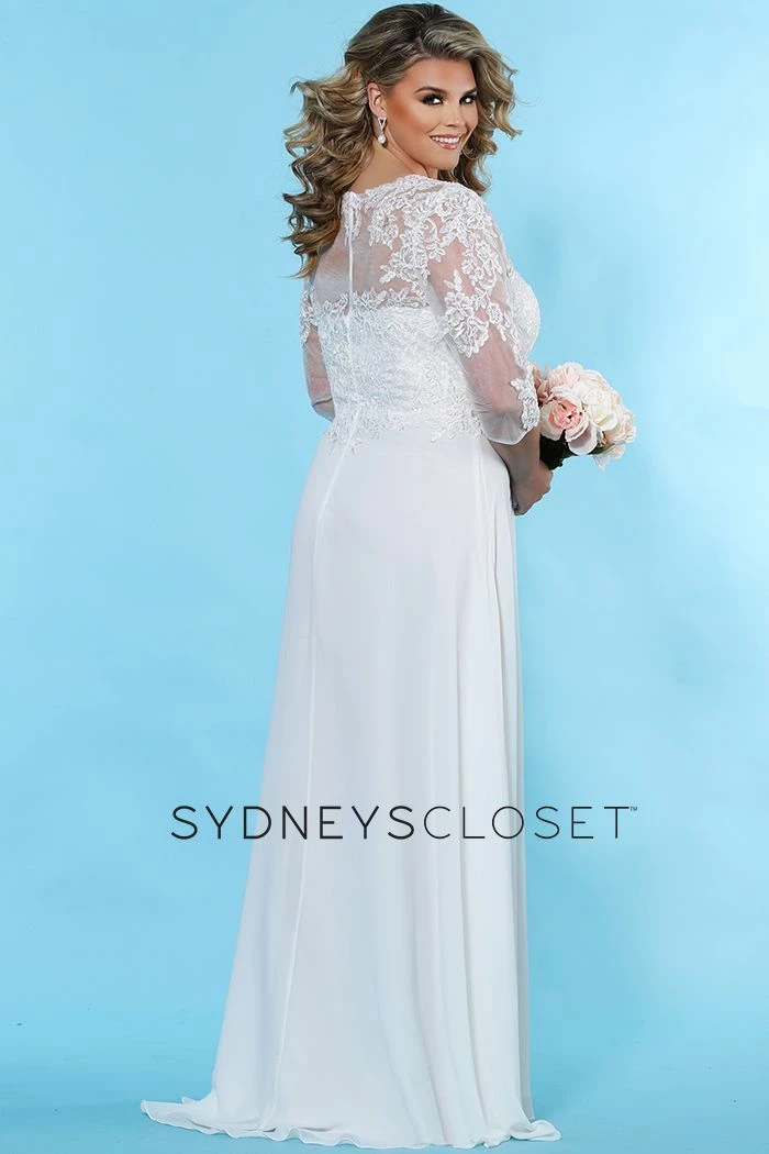 Sydney's Closet SC5232 Faye Wedding Dress Sheer Three Quarter Sleeves Plus Sized SC 5232 6 Sydney's Closet SC5232 Faye Wedding Dress Sheer Three Quarter Sleeves Plus Sized SC 5232