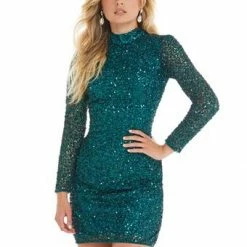 Ashleylauren Ashley Lauren 4252 Bright Pink Cocktail Dress Long Sleeve Short Sequin Fitted Homecoming Dress 36 Ashleylauren Ashley Lauren 4252 Bright Pink Cocktail Dress Long Sleeve Short Sequin Fitted Homecoming Dress