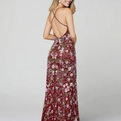 Primavera Couture 3073 Long Beaded Floral Print Prom Dress Evening Gown Side Slit