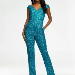 Ashleylauren Ashley Lauren 11175 Off The Shoulder Sequin Jumpsuit Pageant Wear Jumpsuits & Rompers 29 Ashleylauren Ashley Lauren 11175 Off The Shoulder Sequin Jumpsuit Pageant Wear Jumpsuits & Rompers