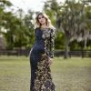 Discontinued Primavera Couture 3371 Floral Sunflower Beading Long Sleeve Evening Gown Long Sleeve Dresses