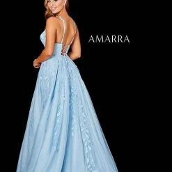 Ballgown Dresses Amarra 20001 A Line Corset Prom Dress Ballgown Pockets Formal Gown Lace V Neck