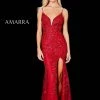 Amarra 20042 Long Fitted Lace High Slit Formal Prom Dress V Neck Evening Gown Backless Dresses
