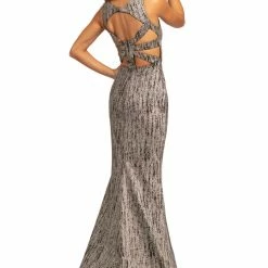 In Stock Mermaid Dresses Johnathan Kayne 2004 Size 8 White Prom Dress Evening Glitter Shimmer High Neckline Long