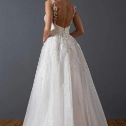 Ballgown Dresses Stella Couture 20058 Long Lace Shimmer V Neck Formal Prom Dress Pageant Gown