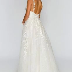 Ballgown Dresses Stella Couture 20058 Long Lace Shimmer V Neck Formal Prom Dress Pageant Gown Size 6