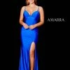 Amarra 20070 Stretch Jersey Gown With Lace Up Back Prom Dress Slit V Neck
