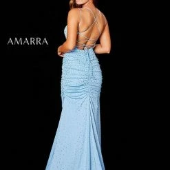 In Stock Amarra 20074 Size 8 Bright Fuchsia Long Fitted Ruched Prom Dress Formal Backless Gown Backless Dresses