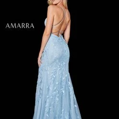 Amarra 20104 Long Lace Embellished Prom Dress Formal Gown Backless Corset Mermaid Dresses