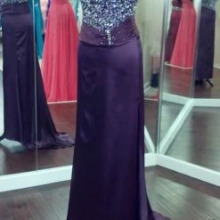 In Stock Tiffany Designs 6619 Long Cobalt Satin Beaded Prom Dress Formal Gown Size 4