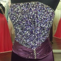 In Stock Tiffany Designs 6619 Long Cobalt Satin Beaded Prom Dress Formal Gown Size 4