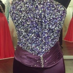 In Stock Tiffany Designs 6619 Long Cobalt Satin Beaded Prom Dress Formal Gown Size 4