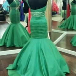 In Stock Tiffany Exclusive 46767 Emerald Size 10 Mermaid Pageant Dress On Shoulder Mermaid Dresses